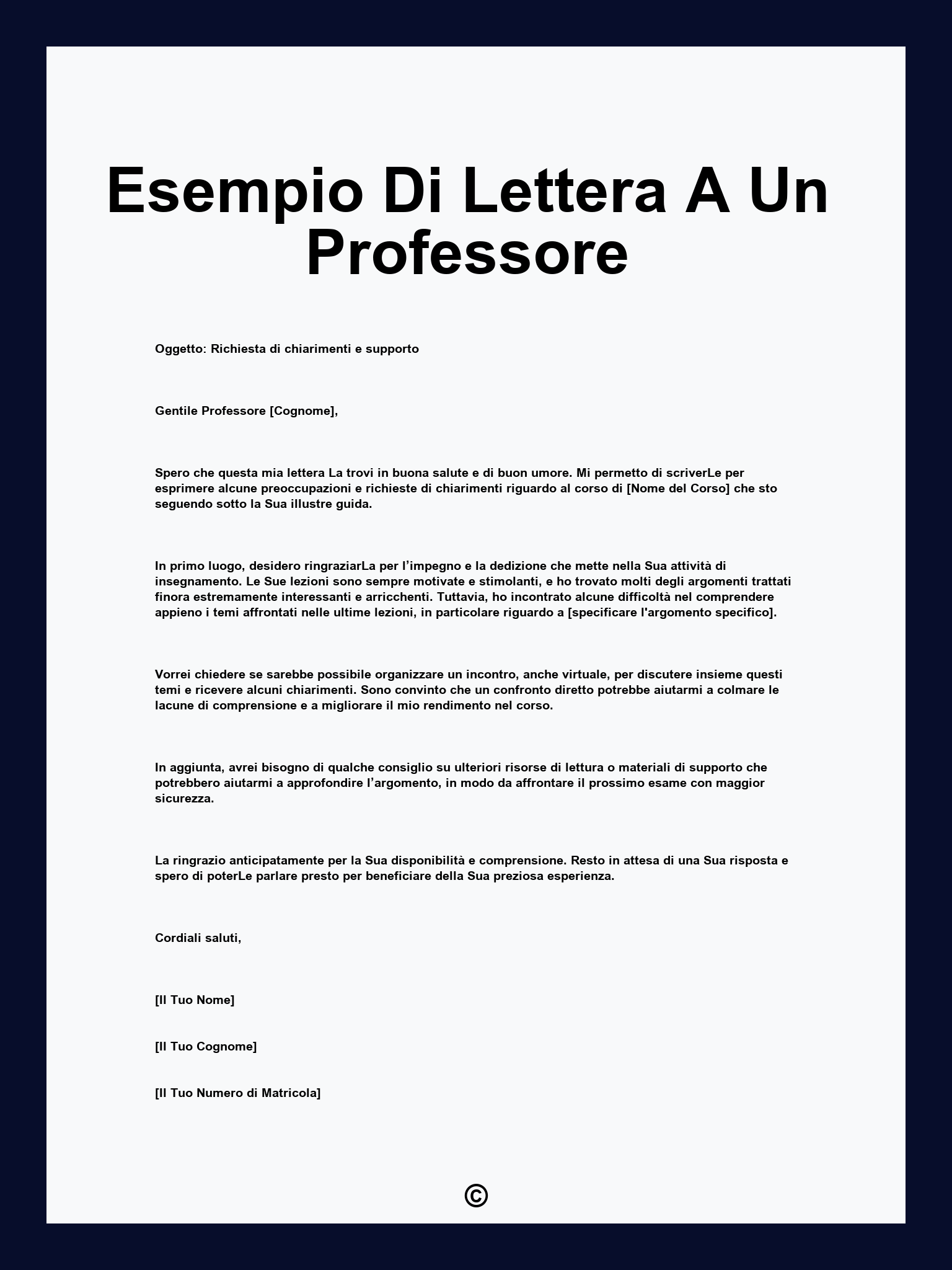 Esempio Di Lettera A Un Professore