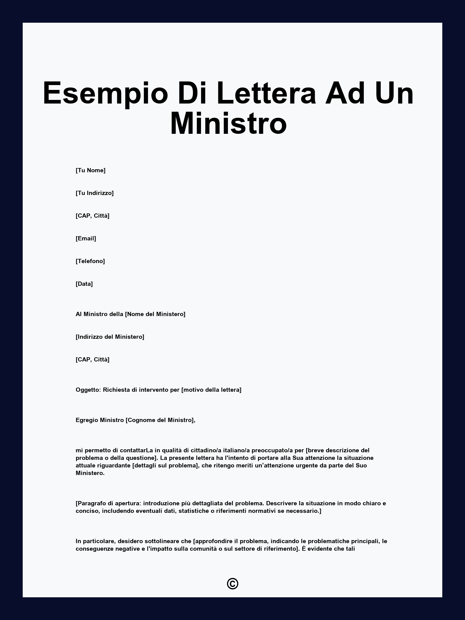 Esempio Di Lettera Ad Un Ministro