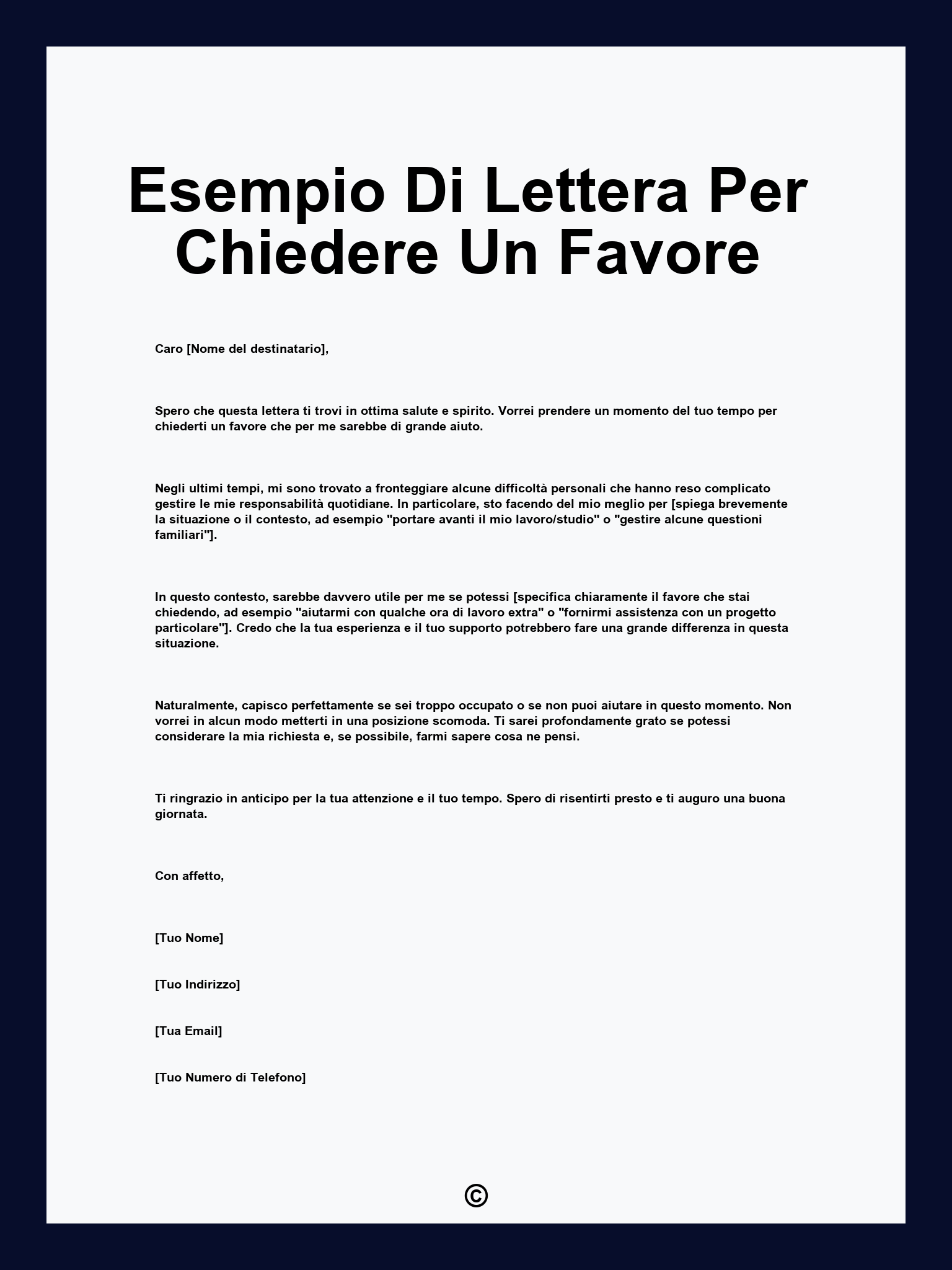 Esempio Di Lettera Per Chiedere Un Favore