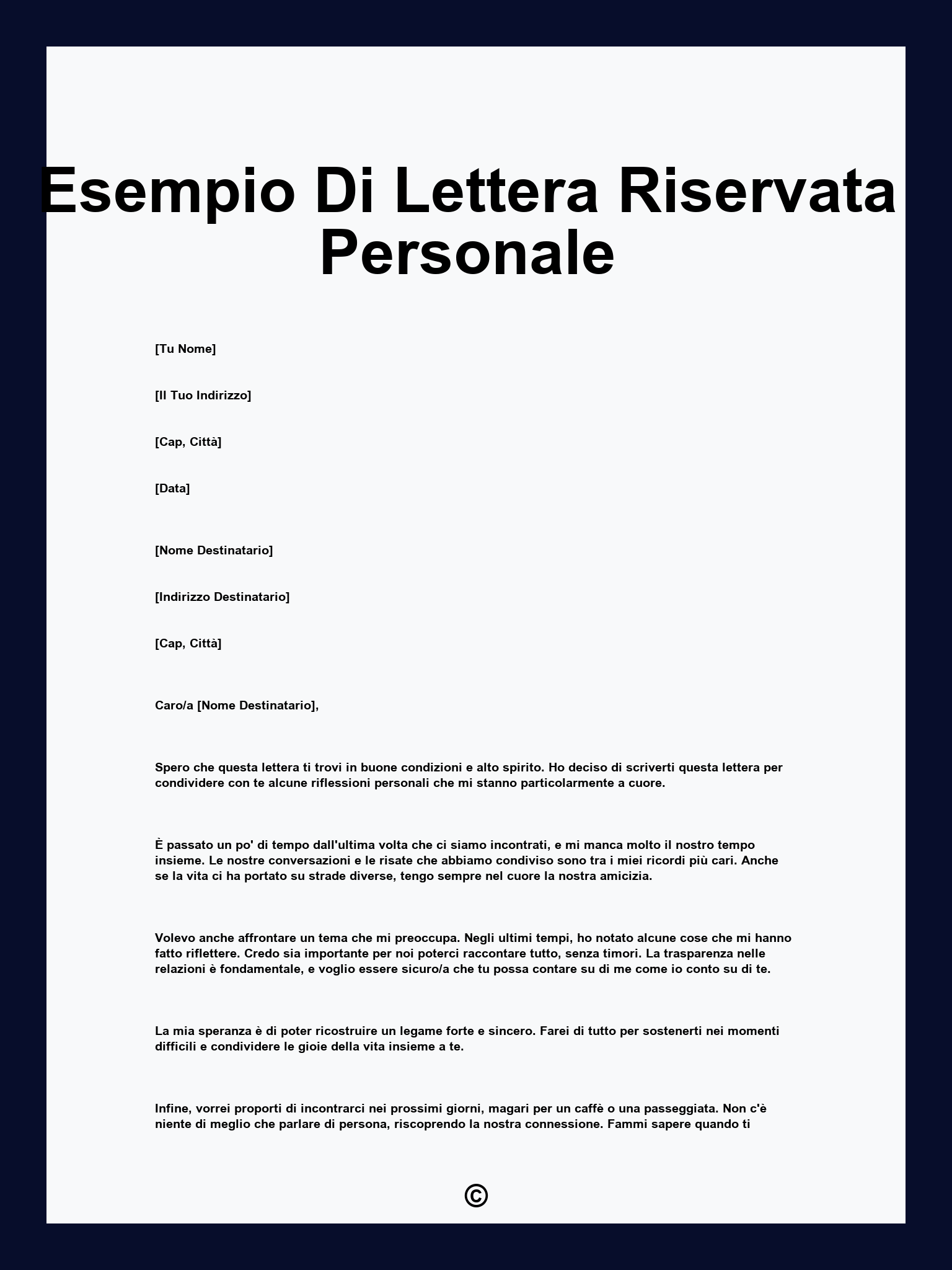 Esempio Di Lettera Riservata Personale