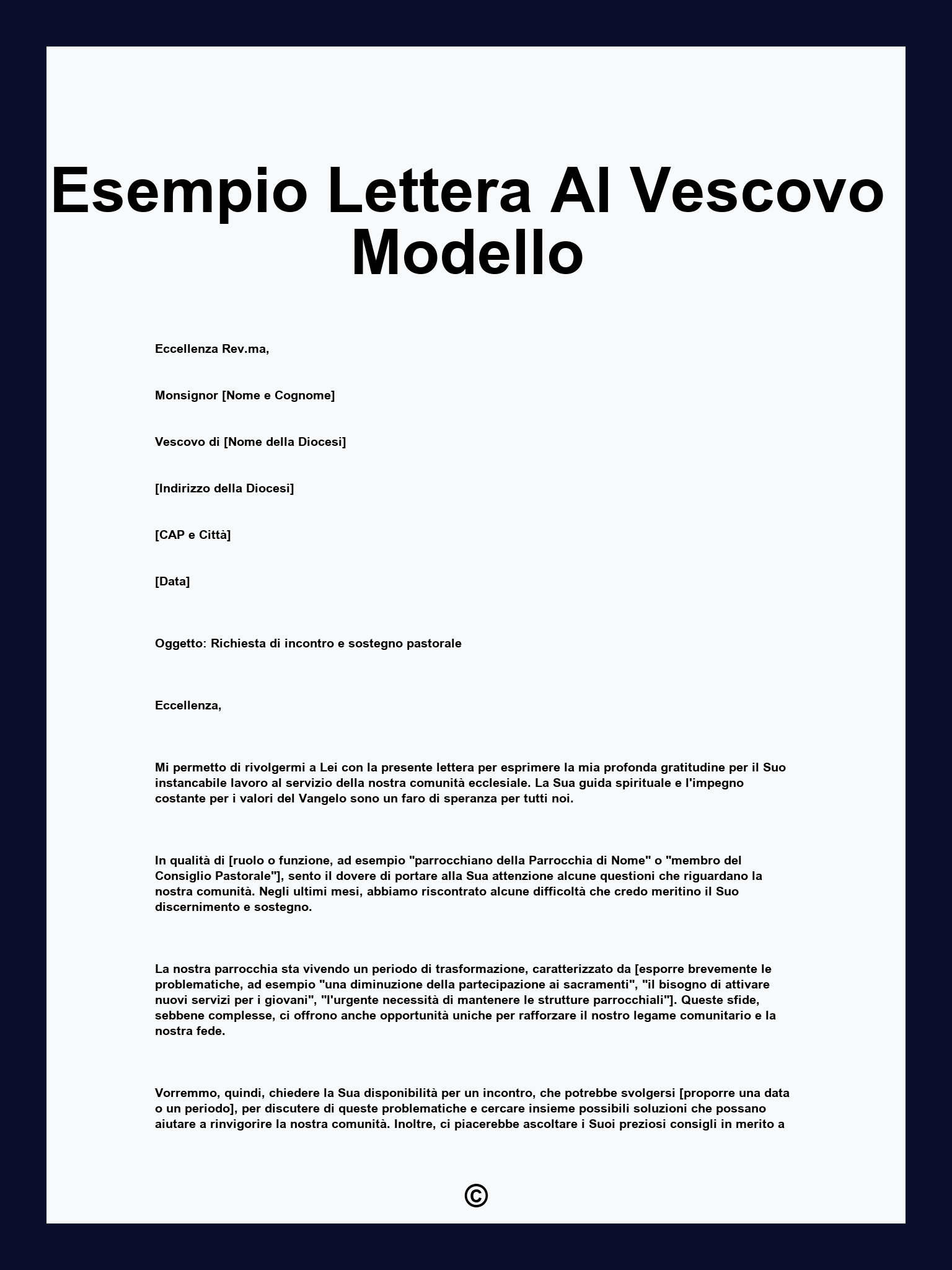 Esempio Lettera Al Vescovo Modello