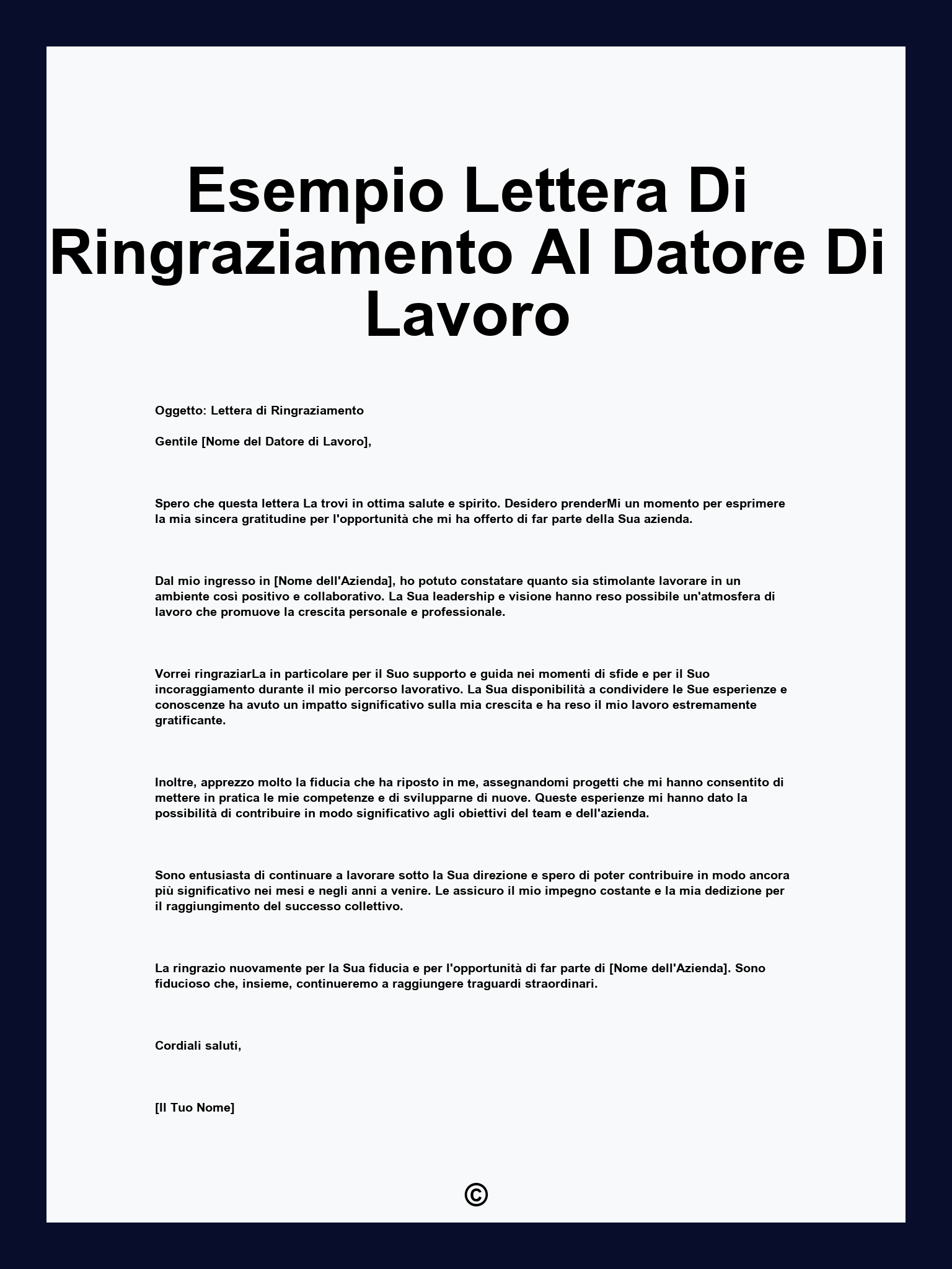 Esempio Lettera Di Ringraziamento Al Datore Di Lavoro