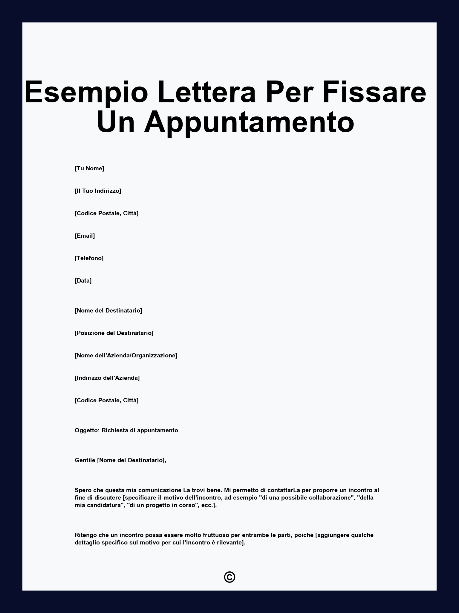 Esempio Lettera Per Fissare Un Appuntamento