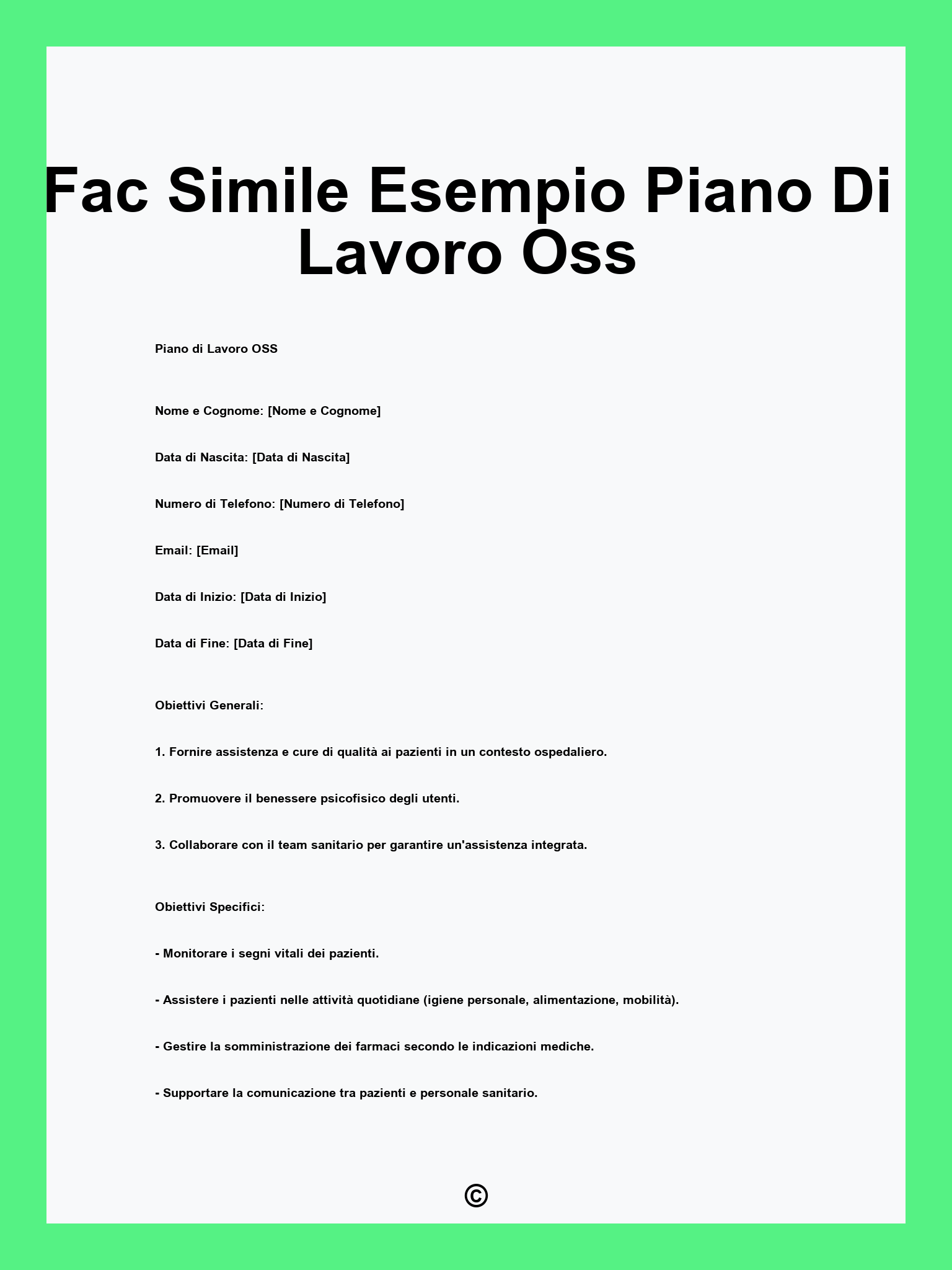 Fac Simile Esempio Piano Di Lavoro Oss