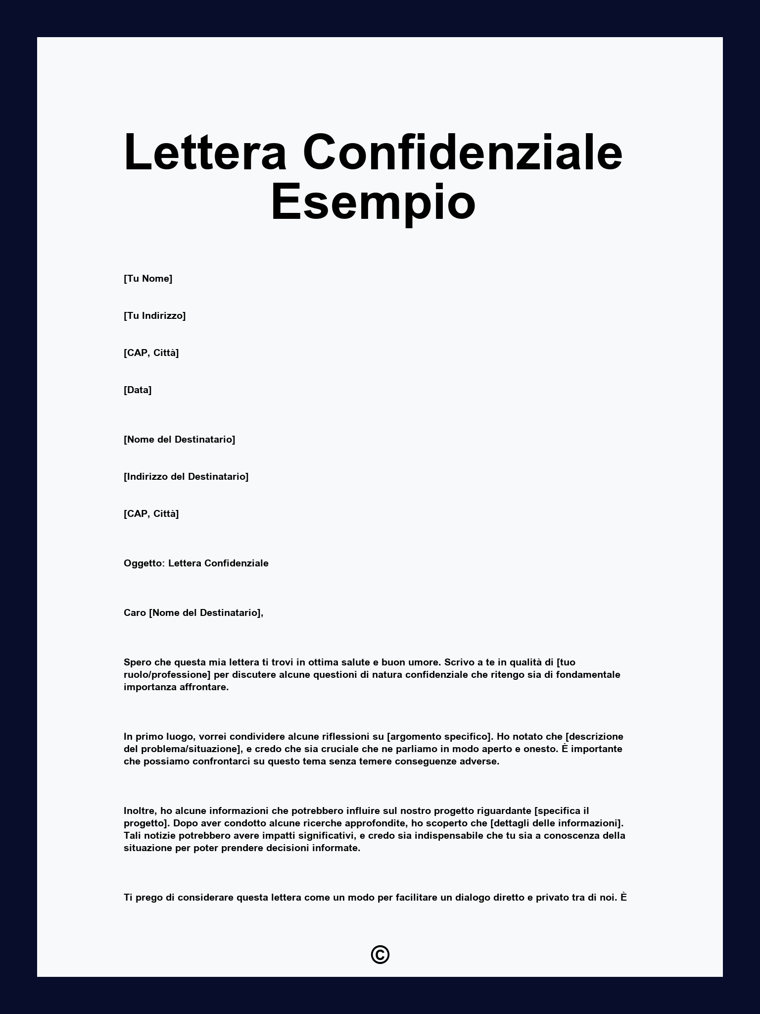 Lettera Confidenziale Esempio