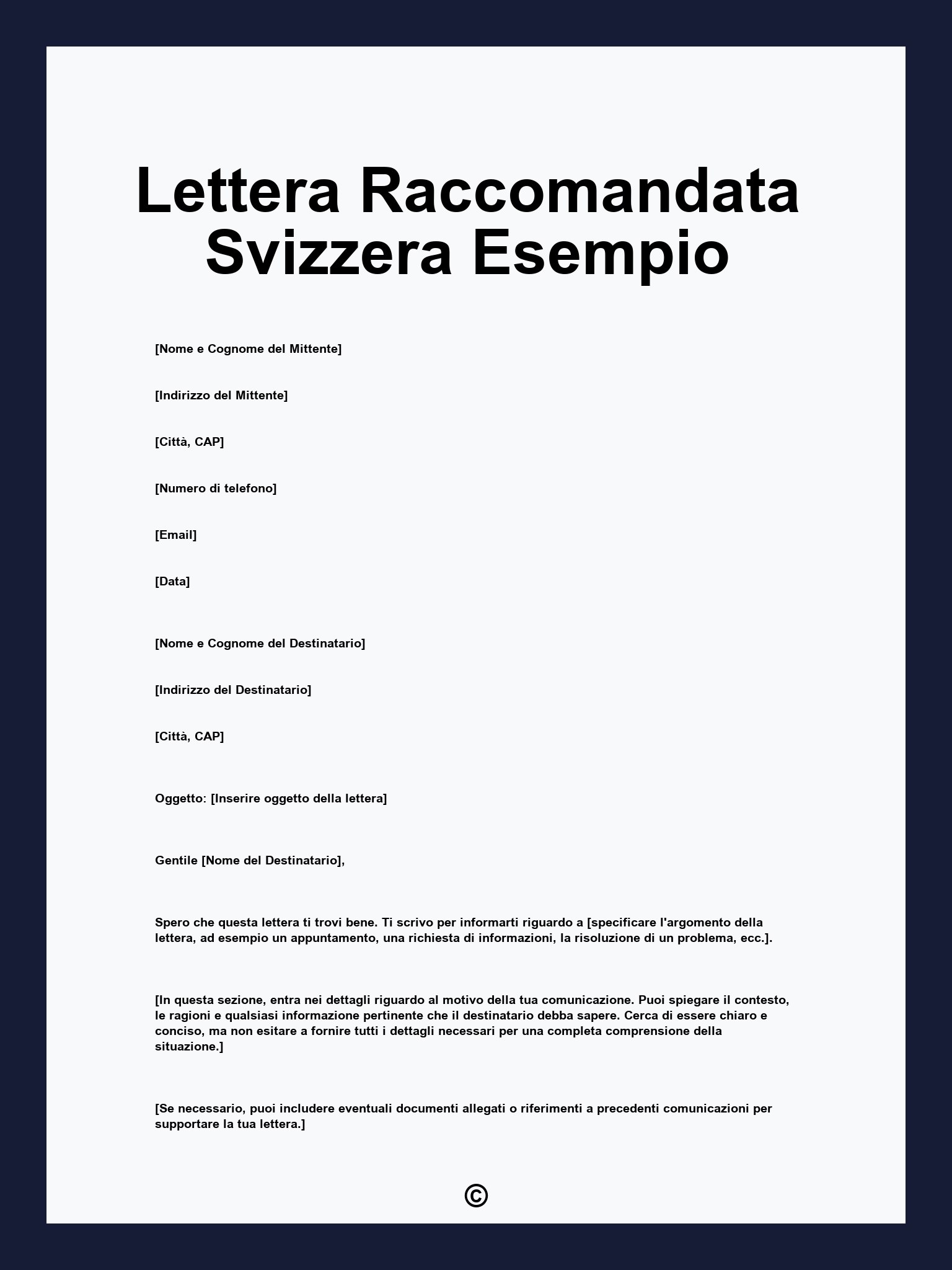 Lettera Raccomandata Svizzera Esempio