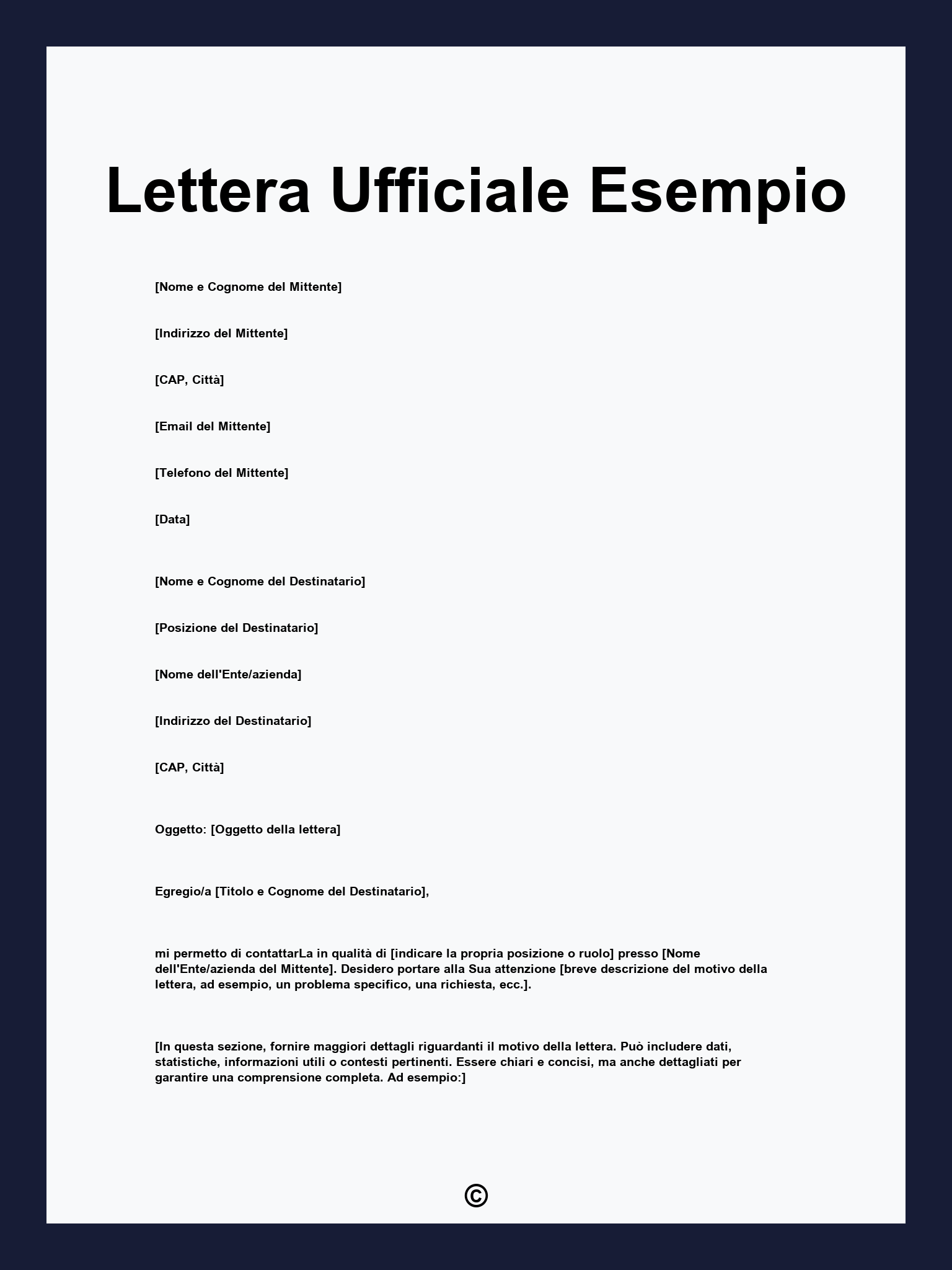 Lettera Ufficiale Esempio