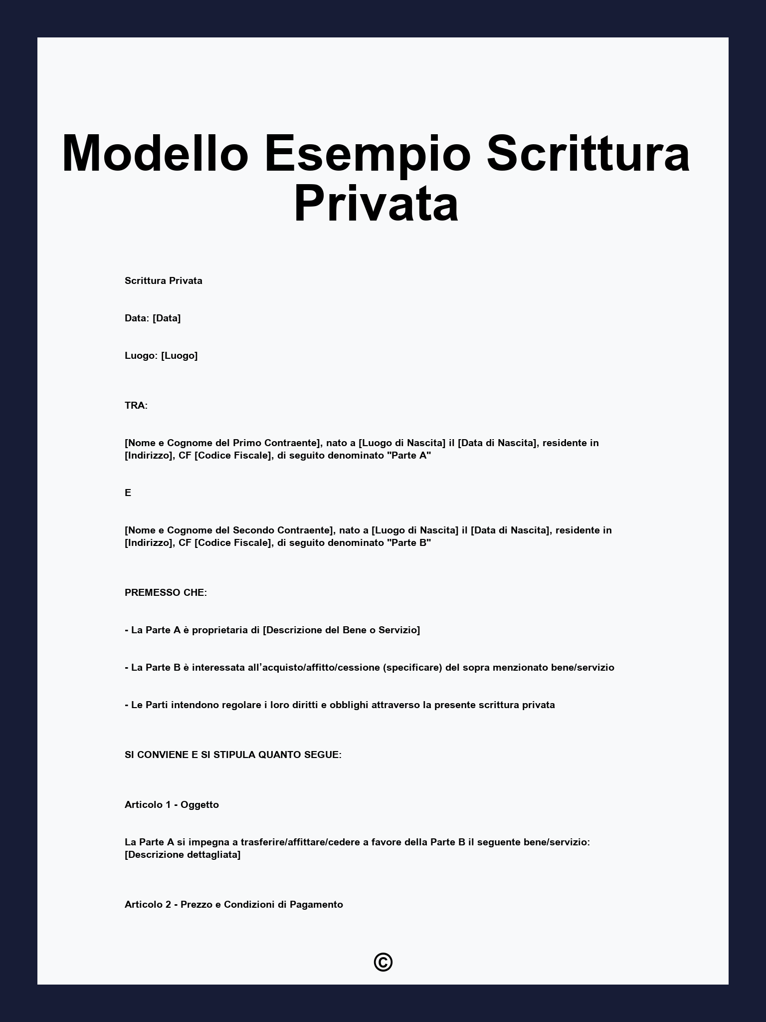Modello Esempio Scrittura Privata